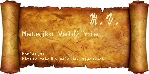 Matejko Valéria névjegykártya